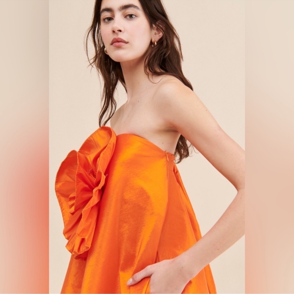 BOYKO by Anthropology Gigi Dress Orange Floral Skirt Size: XS (originally $298) - Picture 4 of 10